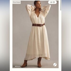 Long-Sleeve Sheer Pleated Midi Dress